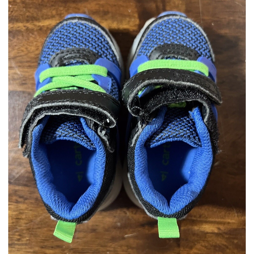 Carter's Flex Zone Boys Sneakers‎ Size 4 Toddler Boy Blue Green Athletic